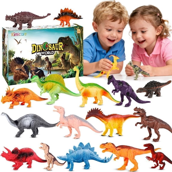18 Pcs Realistic Dinosaur Figurine Playset, STEM Educational Dino Toys for Kids Toddlers Ages 3-5.