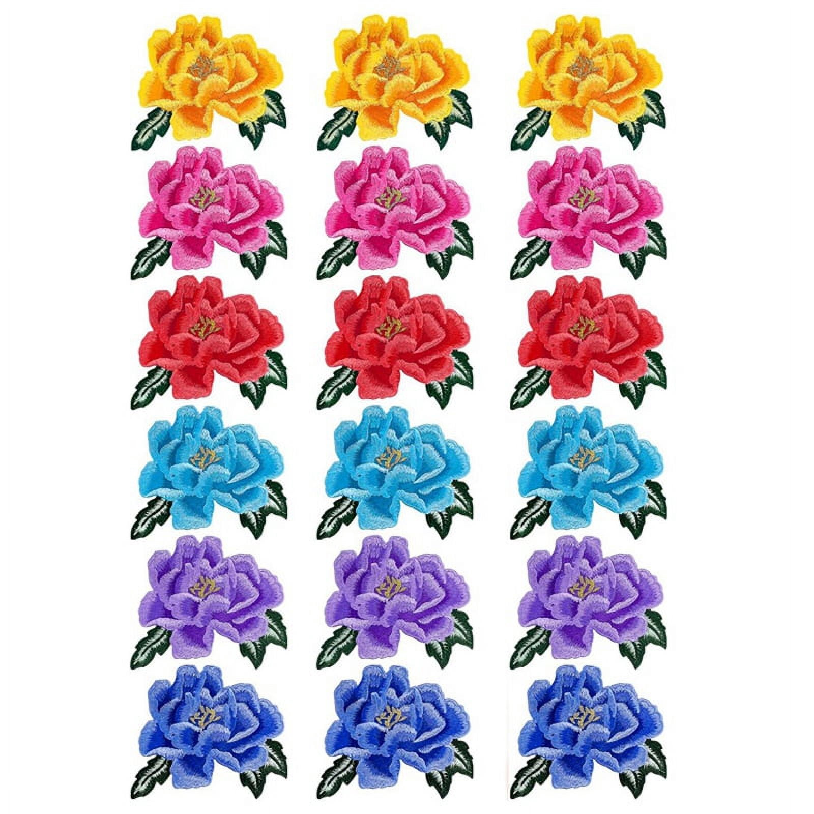 Patch Broderie Fleurs De Rose Anawakia - À Repasser Rouge 35x15cm