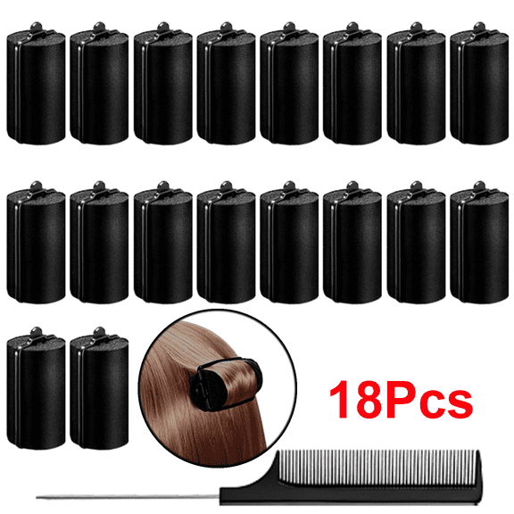 18 Pcs Satin Rollers for Black Hair Foam Sponge Rollers Black Satin Wrapped Hair Curlers for Hairdressing Styling