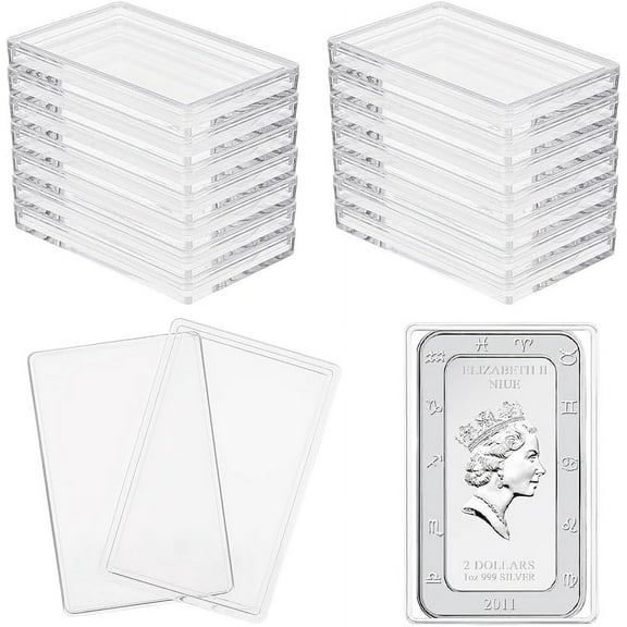 18 Pcs Silver Bar Case 2.2x1.4 inch Acrylic Silver Bar Holder Clear Storage Container Compatible Silver Bar Box for 1oz Silver Bar 1 Troy Ounce Bar Collection DIY