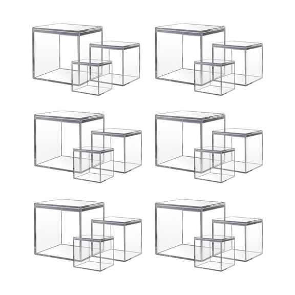 IBEQUEM 18 Pcs Small Acrylic Box with Lids Storage,Clear Acrylic Plastic Square Display Boxes Containers for Storage Candy Toys Gifts 3 Size