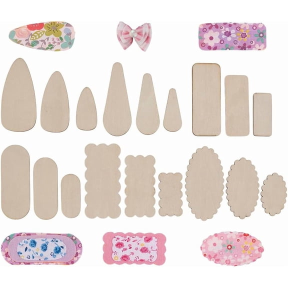 18 Pcs Snap Clip Covers Hair Templates 6 Styles Wooden Bowknot Hairpin Making Template Tie Stencil Sets Reusable Dies Stencil DIY