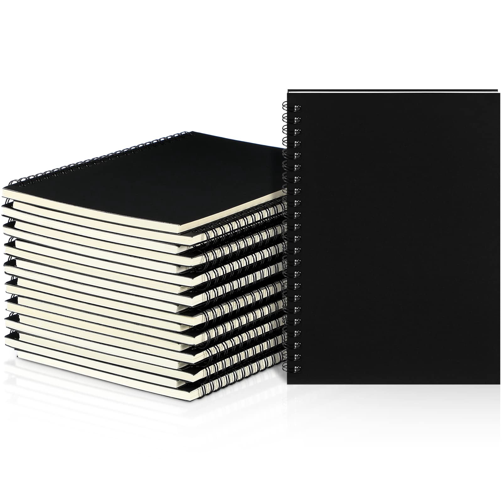 18 Pcs Spiral Notebook Bulk A5 Journal Lined 8.3'' X 5.5'' Writing Composition Paper Small Notepad Subject For Students Office Business Back To School Supplies (black Color)
