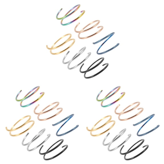 18 Pcs Spring Nose Jewelry for Women Rings Stainless Steel Single Piercing Hoops Fake Double Spiral Miss