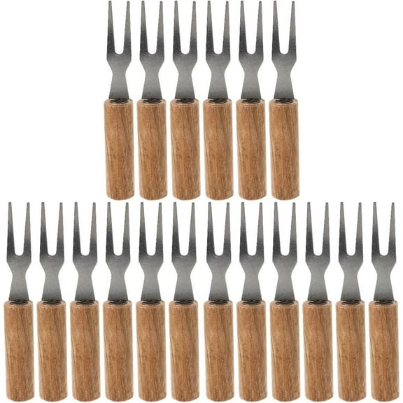 18 Pcs Stainless Steel Barbecue Forks -NOGIS Corn on the Cob Holders with Wooden Handle - Multi-use Picnic Corn Skewers Meat Fork Barbecue Accessories