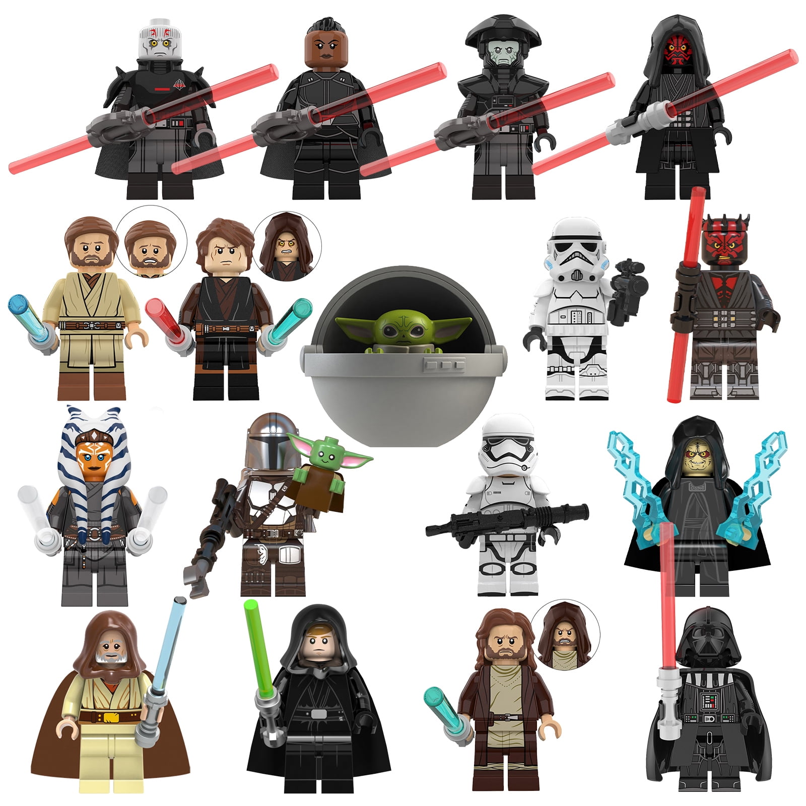 18 Pcs Star War Minifigures Building Blocks Toys, 1.77 Inch Collectible