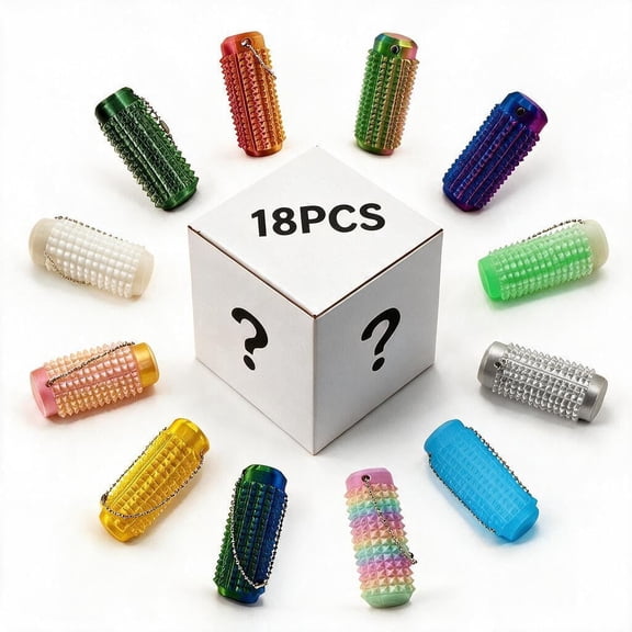 18 Pcs Tactile Stimulation Decompression Keychain, Portable Fidget Toy with Press Buttons & Rotating Parts for Fingertip Massage, Relieves Stress & Soothes Mood