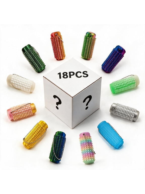 18 Pcs Tactile Stimulation Decompression Keychain, Portable Fidget Toy with Press Buttons & Rotating Parts for Fingertip Massage, Relieves Stress & Soothes Mood