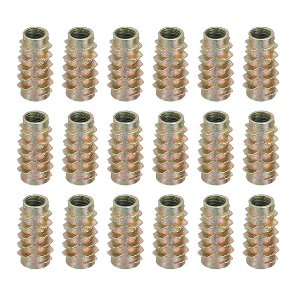 18 Pcs Threaded Inserts for Wood, Zinc Alloy M6 Hex-Flush Thread Inserts Nuts 20mm Length