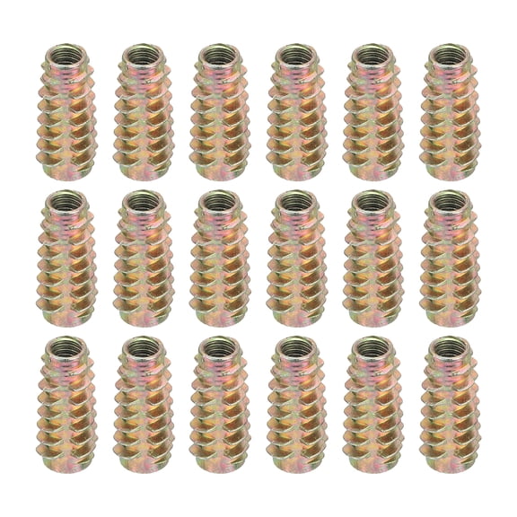 18 Pcs Threaded Inserts for Wood, Zinc Alloy M6 Hex-Flush Thread Inserts Nuts 25mm Length