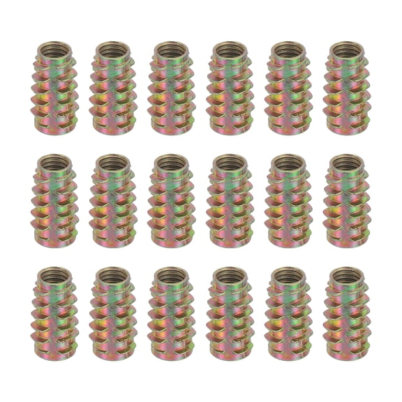 18 Pcs Threaded Inserts for Wood, Zinc Alloy M8 Hex-Flush Thread Inserts Nuts 25mm Length