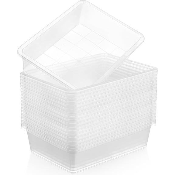 18 Pcs Transparent Flat Storage Organizer Bins for Letter Size Paper Classroom Art Supplies and Pencil Organization