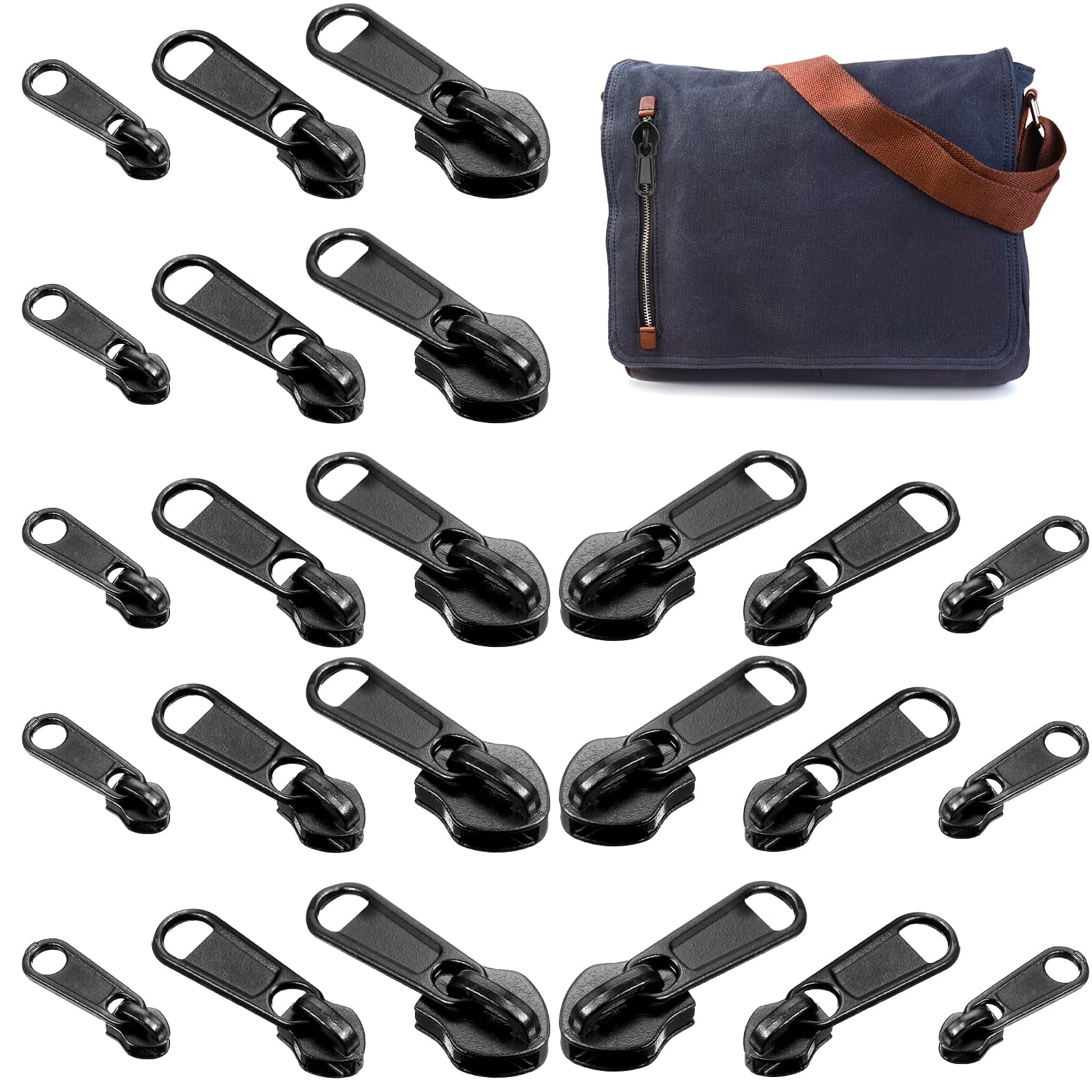 18 Pcs Universal Zippers Replacement Zippers Pulls Sliders Zips Parts