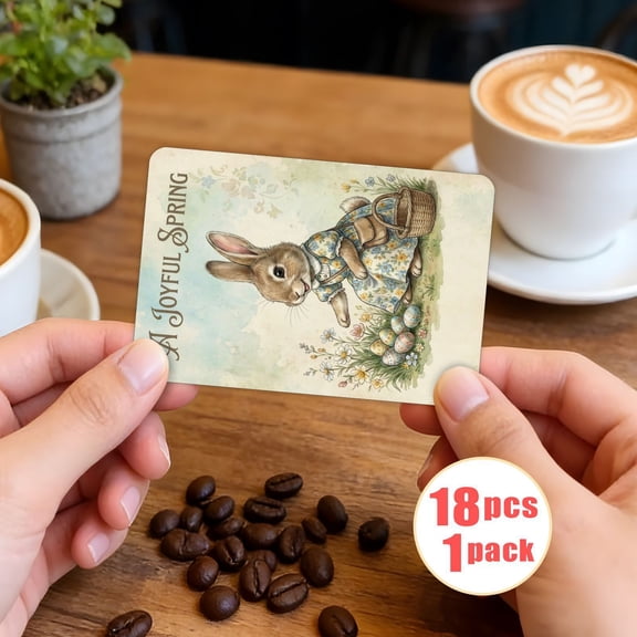 18 Pcs Vintage Easter Cards Bulk Bunny Rabbit Easter Postcards 4 x 6 Inch Antique Retro Greeting Cards Set for Friends Family Party Supplies(Rabbit Pattern)