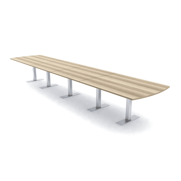 18 Person Arc Rectangle Modular Meeting Table Metal T-Bases w/Electric