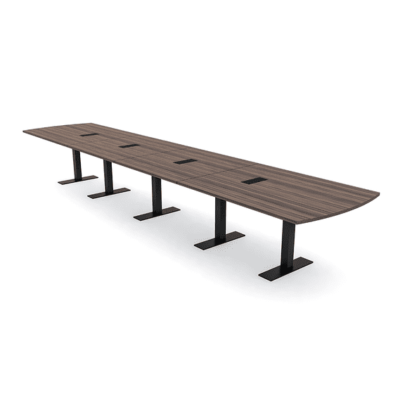 18 Person Arc Rectangle Modular Meeting Table Metal T-Bases w/Electric