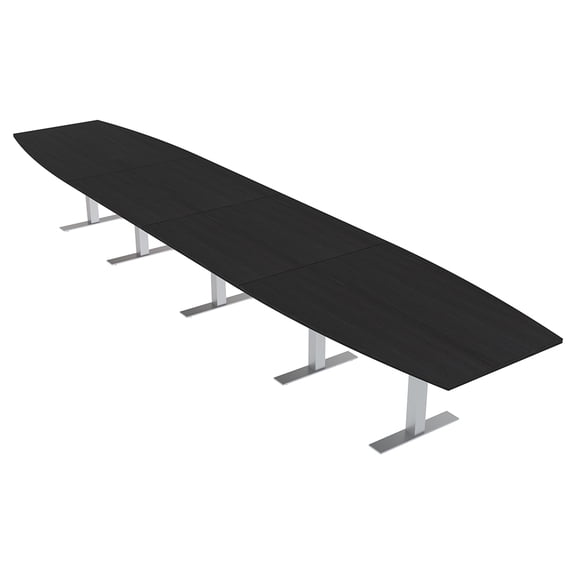 18 Person Modular Boardroom Table Boat Shaped Metal T-Bases w/Electric