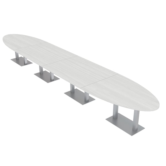 18 Person Modular Oval Conference Table Square Metal Bases Power Units