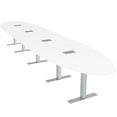 thumbnail image 1 of 18 Person Modular Oval Conference Table With Metal T Bases Power Units, 1 of 7