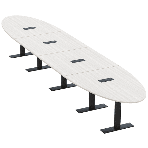 18 Person Modular Oval Conference Table With Metal T Bases Power Units
