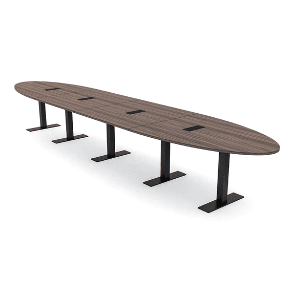18 Person Modular Oval Conference Table With Metal T Bases Power Units