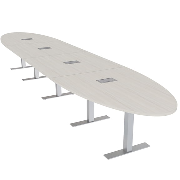 18 Person Modular Oval Conference Table With Metal T Bases Power Units