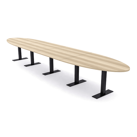 18 Person Modular Oval Conference Table With Metal T Bases Power Units