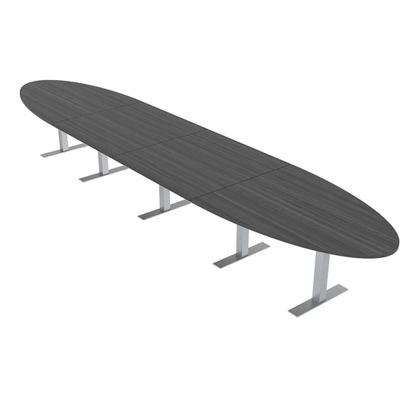18 Person Modular Oval Conference Table With Metal T Bases Power Units