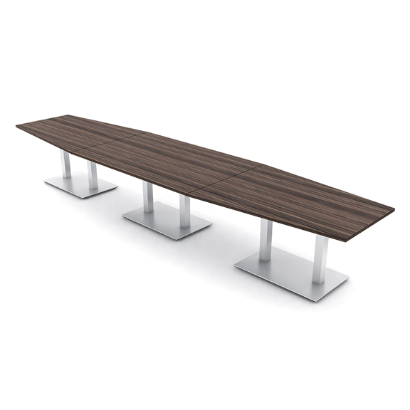 18 Person Modular Powered Hexagon Boardroom Table Square Metal Bases