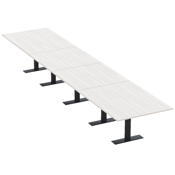 18 Person Modular Powered Rectangular Boardroom Table Metal T Bases