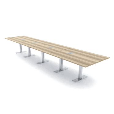 18 Person Modular Powered Rectangular Boardroom Table Metal T Bases