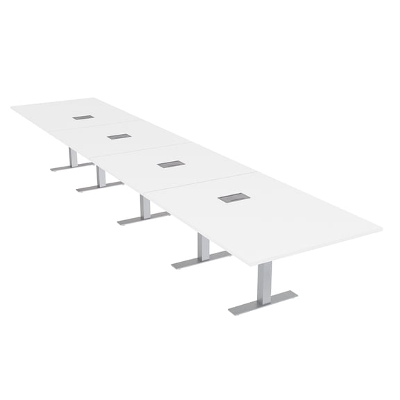 18 Person Modular Powered Rectangular Boardroom Table Metal T Bases