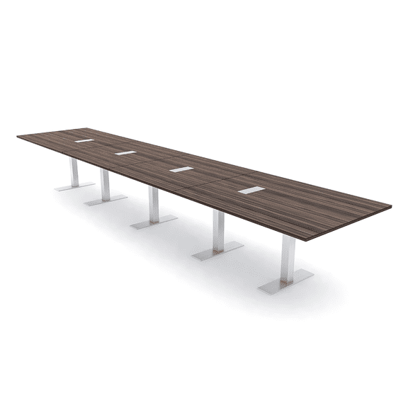 18 Person Modular Powered Rectangular Boardroom Table Metal T Bases