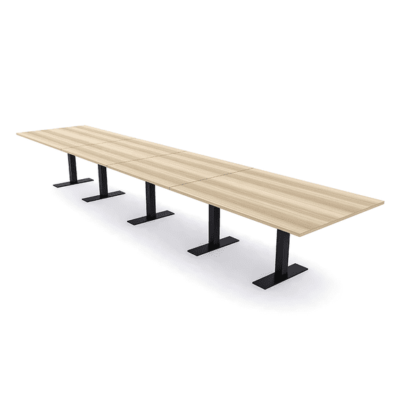 18 Person Modular Powered Rectangular Boardroom Table Metal T Bases