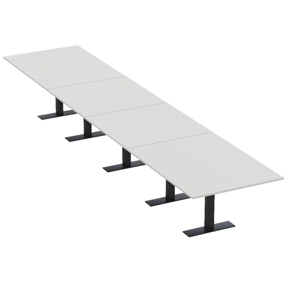 18 Person Modular Powered Rectangular Boardroom Table Metal T Bases