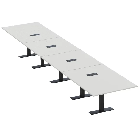 18 Person Modular Powered Rectangular Boardroom Table Metal T Bases