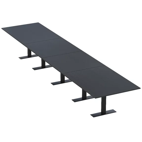18 Person Modular Powered Rectangular Boardroom Table Metal T Bases