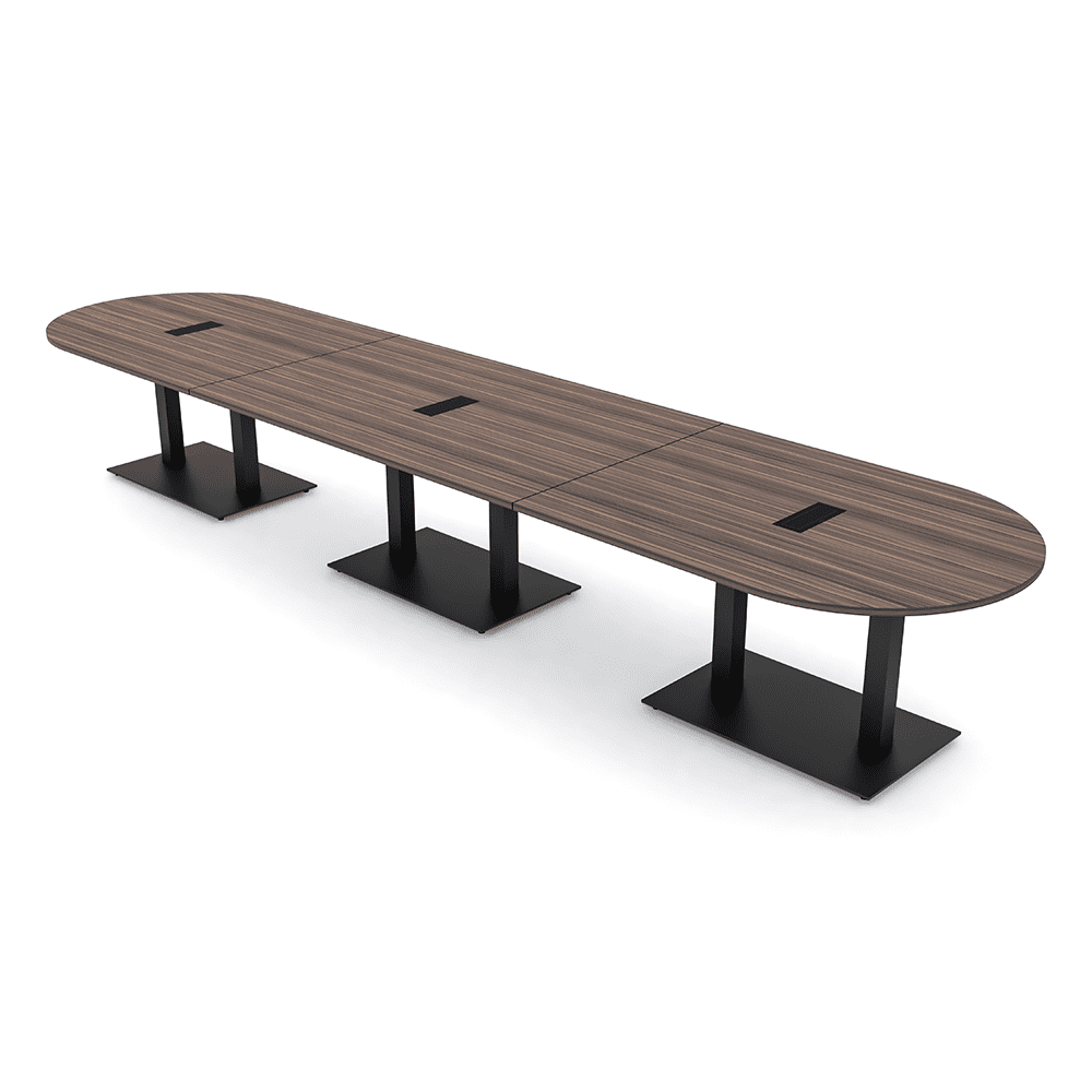 18 Person Modular Racetrack Boardroom Table Black Bases Power Modules ...