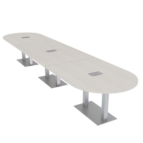 18 Person Modular Racetrack Boardroom Table Metal Bases Power Modules