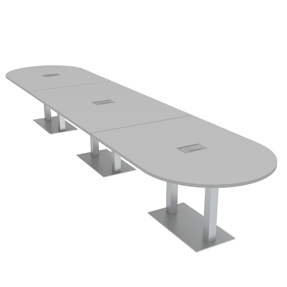18 Person Modular Racetrack Boardroom Table Metal Bases Power Modules