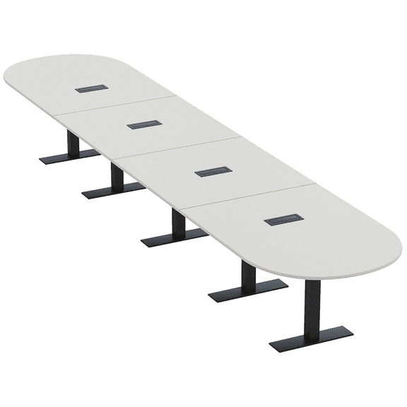 20 Ft Modular Racetrack Conference Table Metal T Bases Electric Units