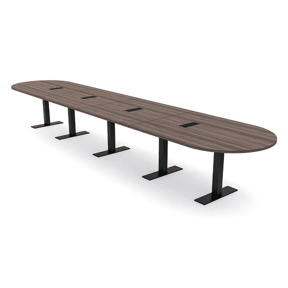 18 Person Racetrack Modular Boardroom Table Metal T Bases Power Units