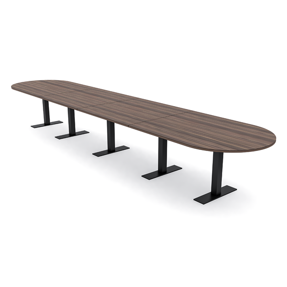 18 Person Racetrack Modular Boardroom Table Metal T Bases Power Units