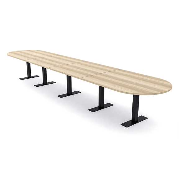 18 Person Racetrack Modular Boardroom Table Metal T Bases Power Units
