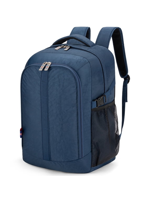 18" Personal Item Under Seat Travel Backpack for Frontier, American, Spirit & Southwest Airlines (Navy)