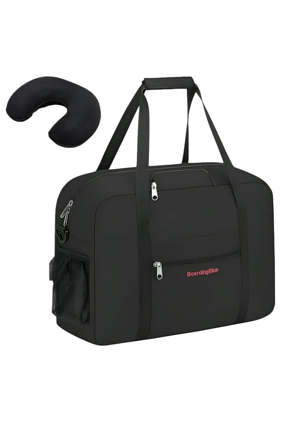 18" Personal Item Underseat Duffel Bag W Pillow for Spirit, Frontier, Aa, South West Sun Country Airlines (Black)