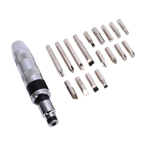 18-Piece 1/2 Inch Drive Manual Reversible Impact Screwdriver Set | Heavy Duty CRV Hand Impact Driver Kit with Bits for Rusted Fasteners and Frozen Bolts (11.8 x 7.8 Inches / 30 x 20 cm)
