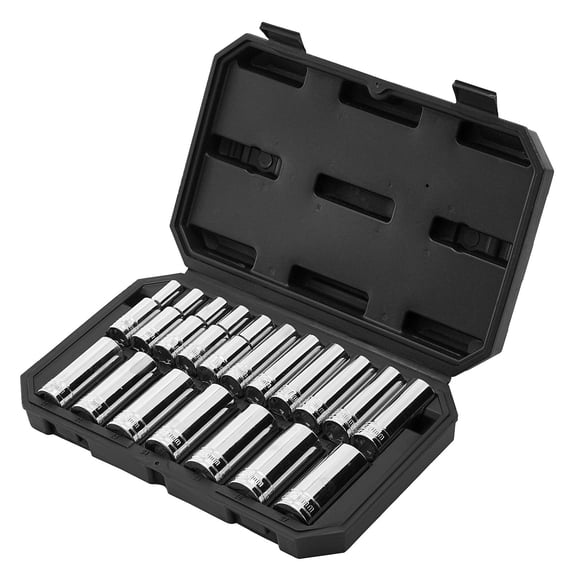 18-Piece 1/2 Inch Drive Socket Set, Metric 10-27 Millimeter, Storage Case, Chrome Vanadium Steel, for Automotive Repair