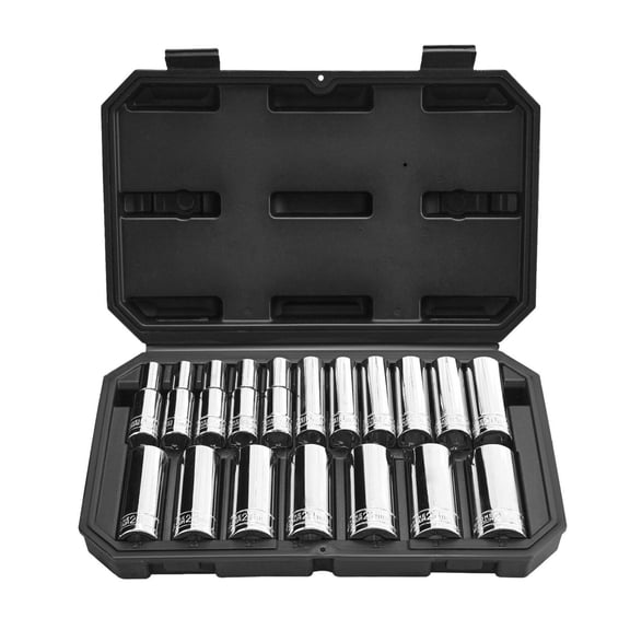 18 Piece 1/2 Inch Drive Socket Set - Metric 10-27mm - Mechanic Tool Kit with Storage Case - CR-V Alloy Steel - Automotive Repair