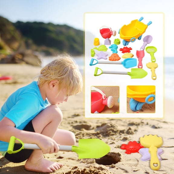 18-Piece Beach Toy Set with Sand Truck, Shovels, Spray Bottle & Sand Sieve for Kids Ages 3-8 – Vibrant Outdoor Sand Play Kit for Beach, Sandbox, Backyard & Park